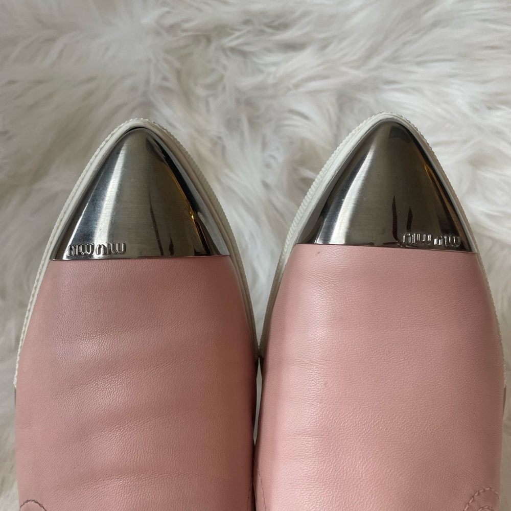 MIU MIU Light Pink Sneakers Metal ToeCaps Sz 39 Excellent Condition! - Picture 3 of 11